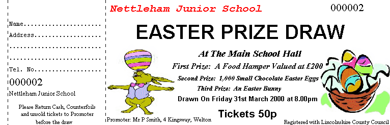 Sample ticket: Easter prize draw